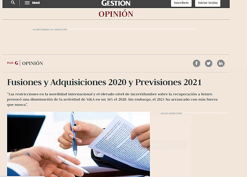 Fusiones y Adquisiciones 2020 y Previsiones 2021